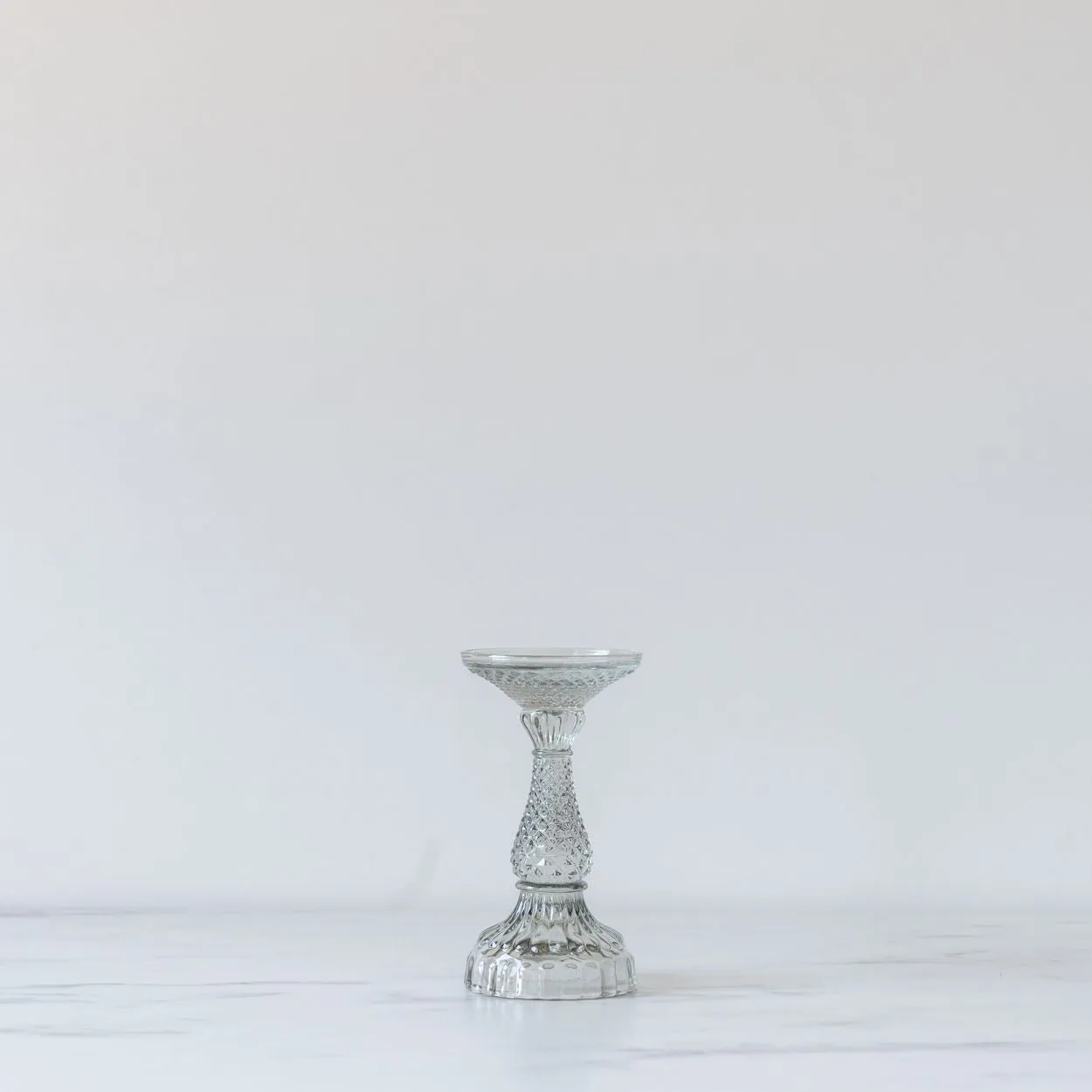 Pressed Glass Pillar Candle Holder