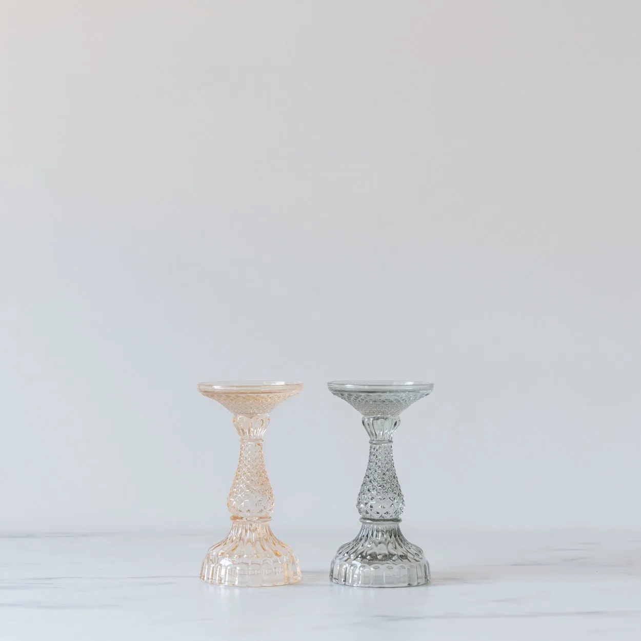 Pressed Glass Pillar Candle Holder