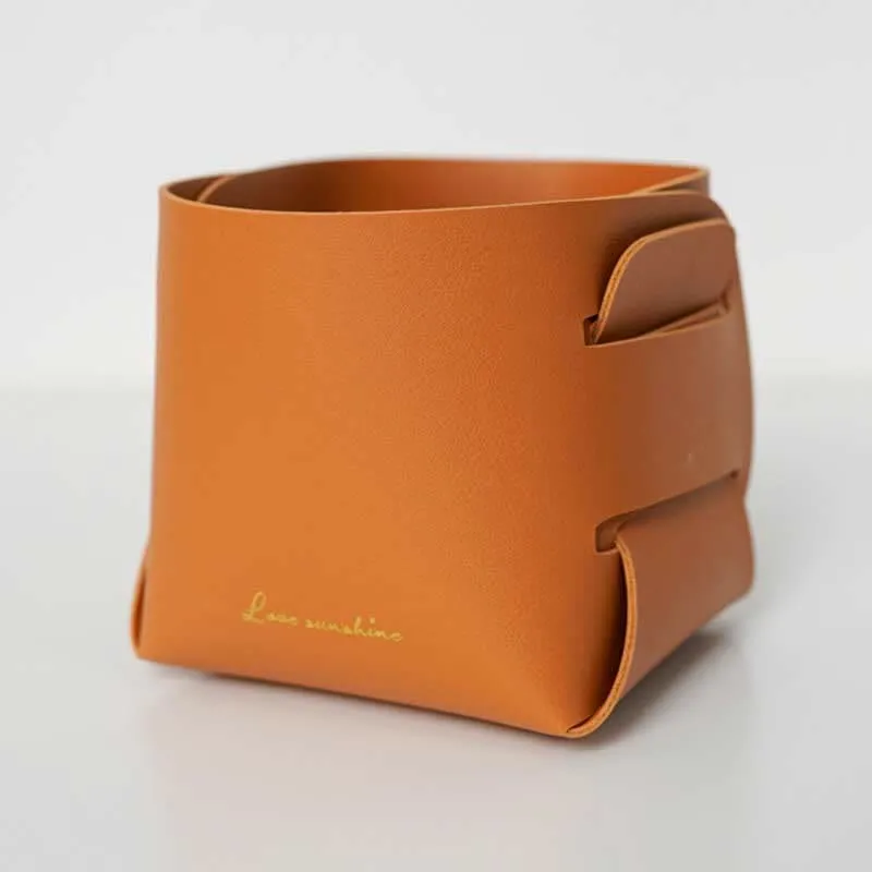 PU Leather Valet Tray Catchall Table Organizer Nightstand Organizer