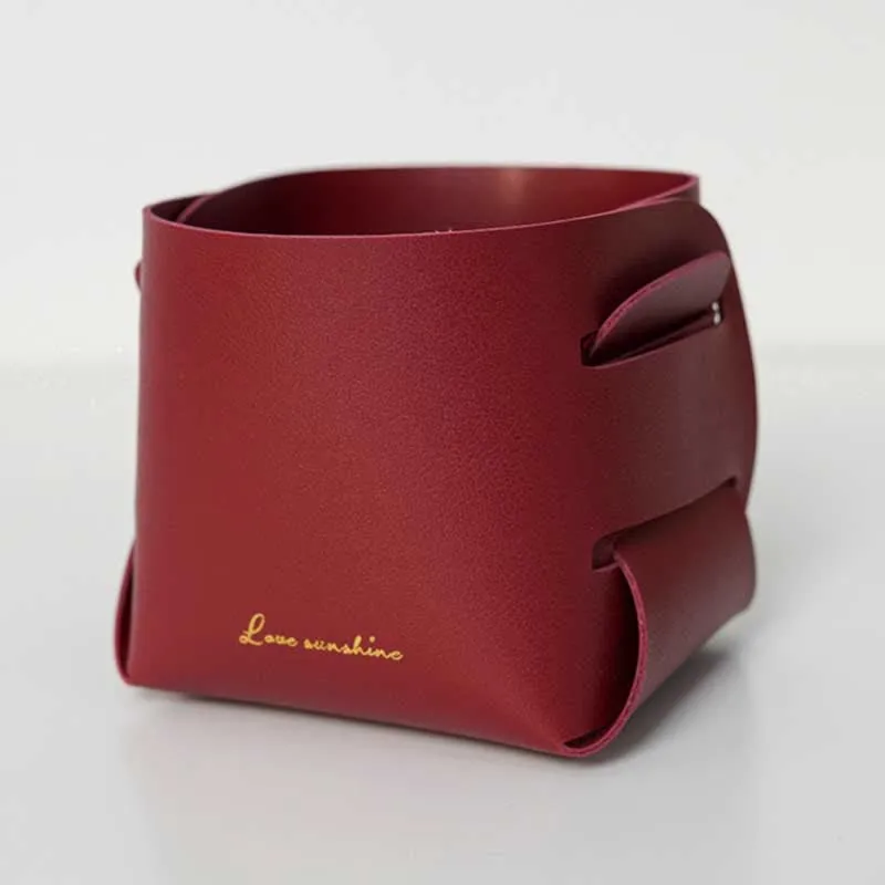 PU Leather Valet Tray Catchall Table Organizer Nightstand Organizer
