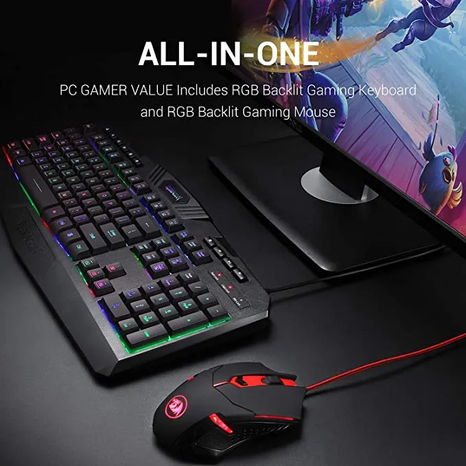Redragon S101-5 Wired Gaming Keyboard and Mouse Combo, RGB Backlit Gaming Keyboard