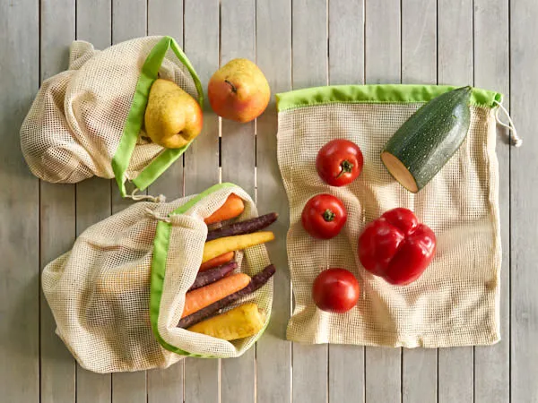 Reusable Cotton Net Bag for Fruits & Vegetables (36x24 cm)