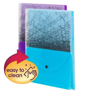 Smead Poly Three-Divider Travel Organizer File, 1/3-Cut Tab, Letter Size, Assorted Colors, 2 per Pack (85735)