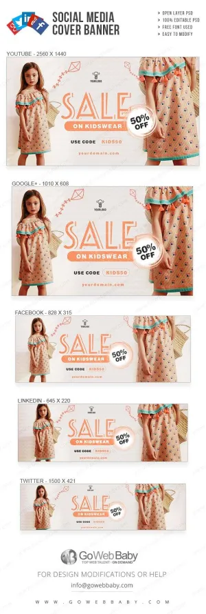 Social Media Cover Banner - Kids Wear For Website Marketing