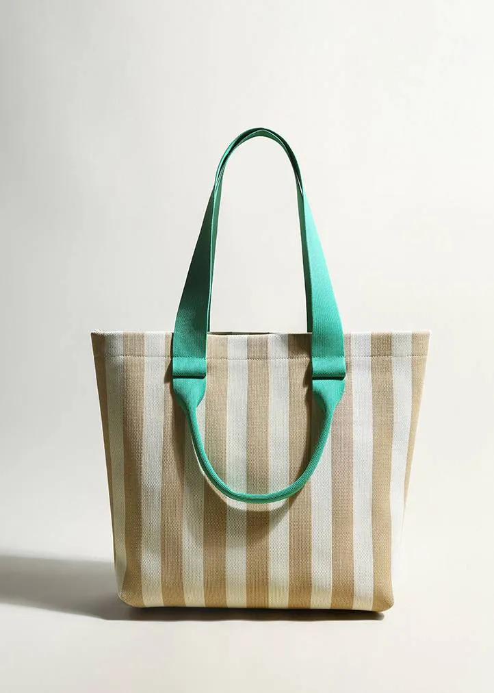 Striped Canvas Spacious Shopper Tote