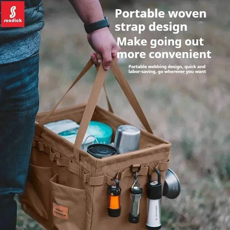 SUNDICK Outdoor folding storage open box for mountain travelers camping storage tool bag handbag home shopping bag firewood bag