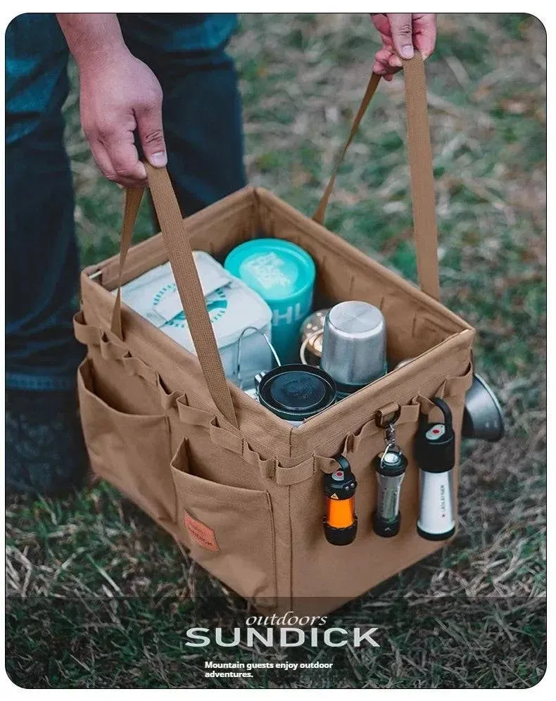 SUNDICK Outdoor folding storage open box for mountain travelers camping storage tool bag handbag home shopping bag firewood bag