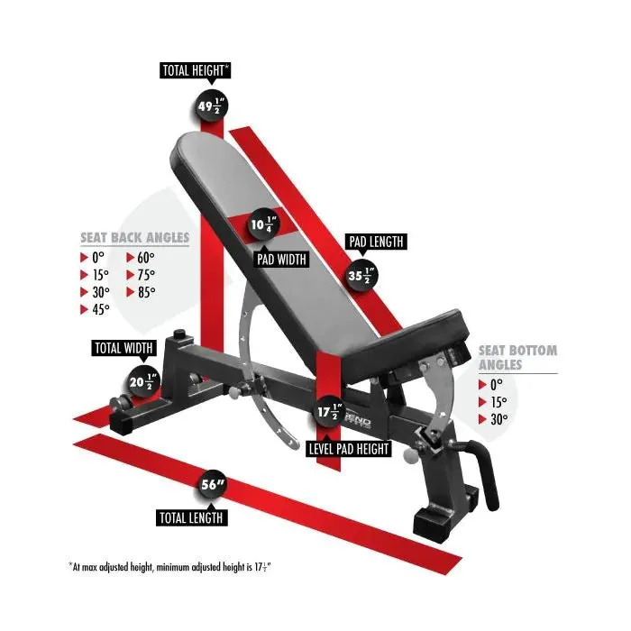 Three-Way Utility Bench Adustable 0-90 Degree Legend 3103