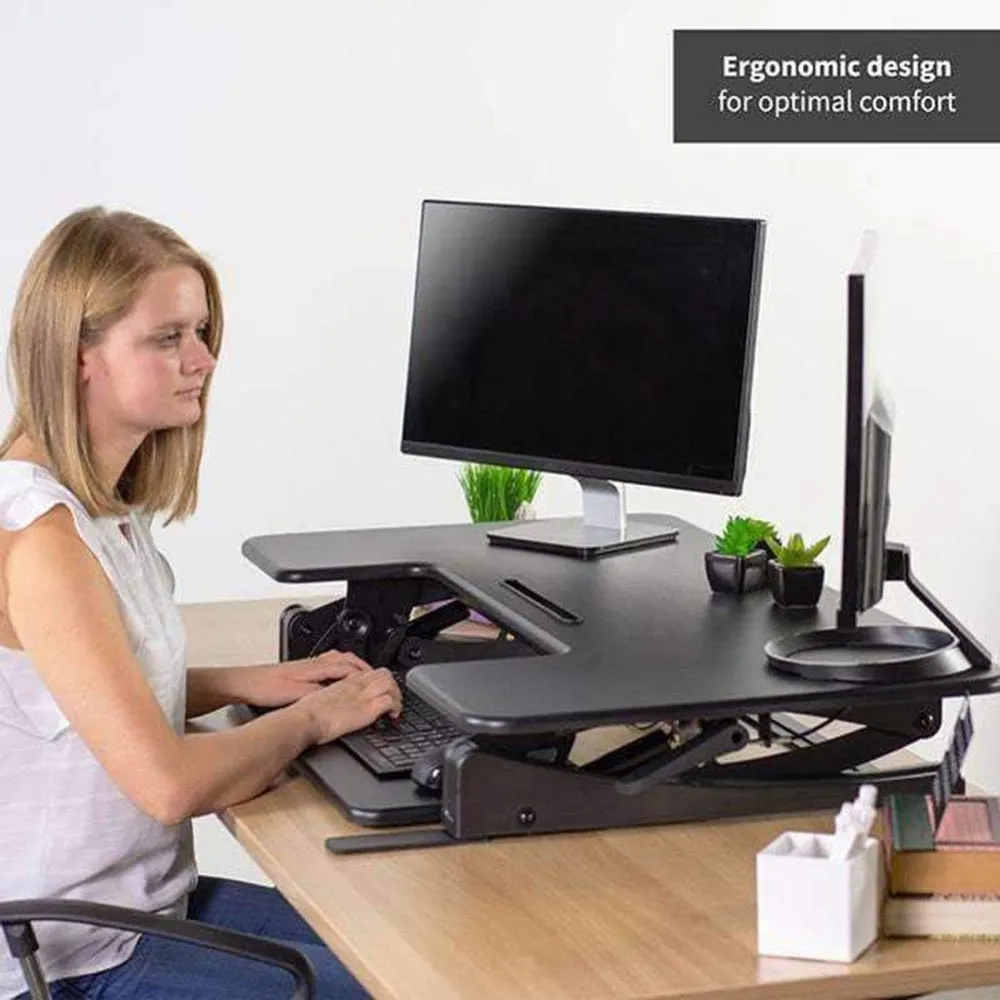 VIVO 42" Black Dual-Monitor Standing Desk Converter, Desk-V000VL
