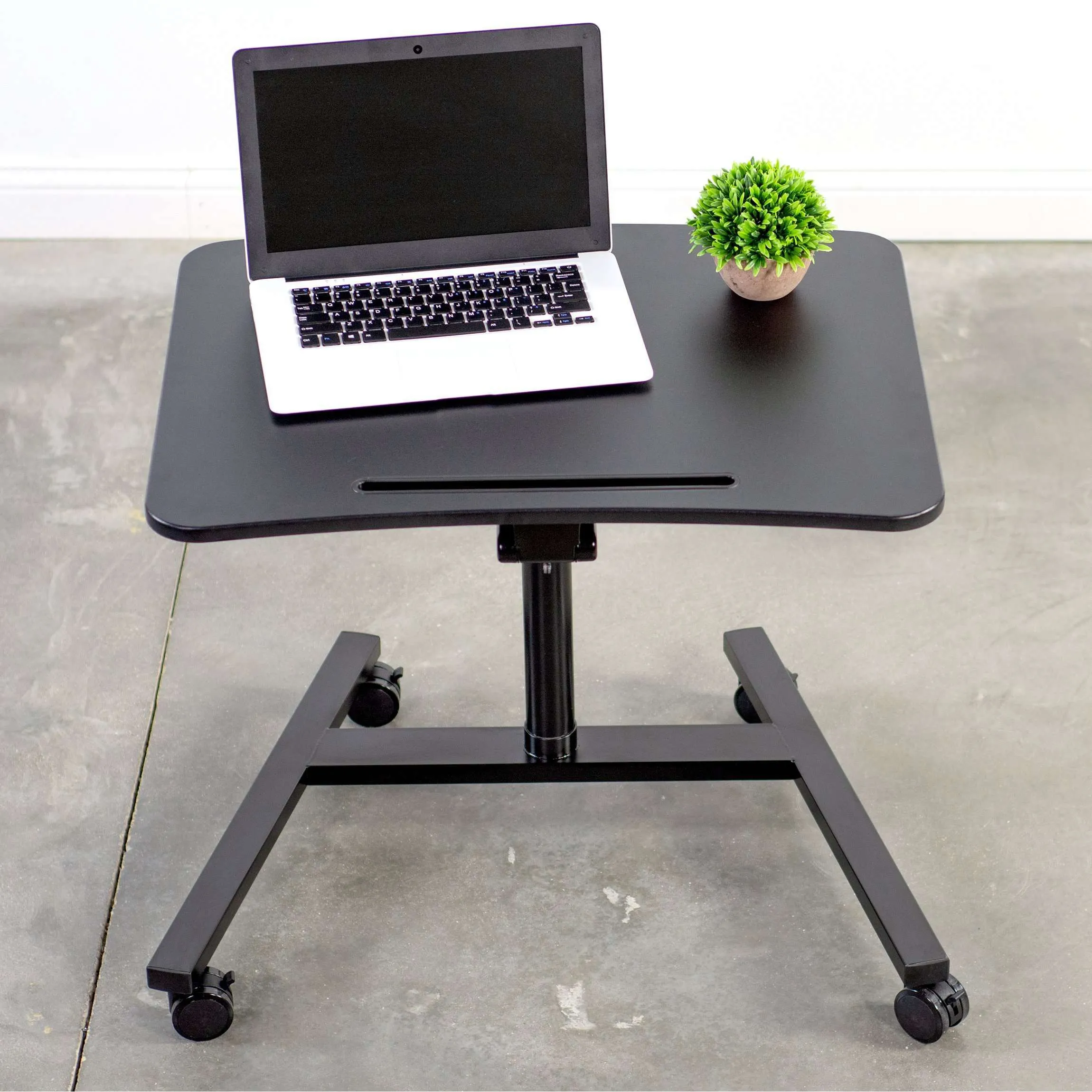 VIVO Black Pneumatic-Spring Mobile Workstation Cart, CART-V05H