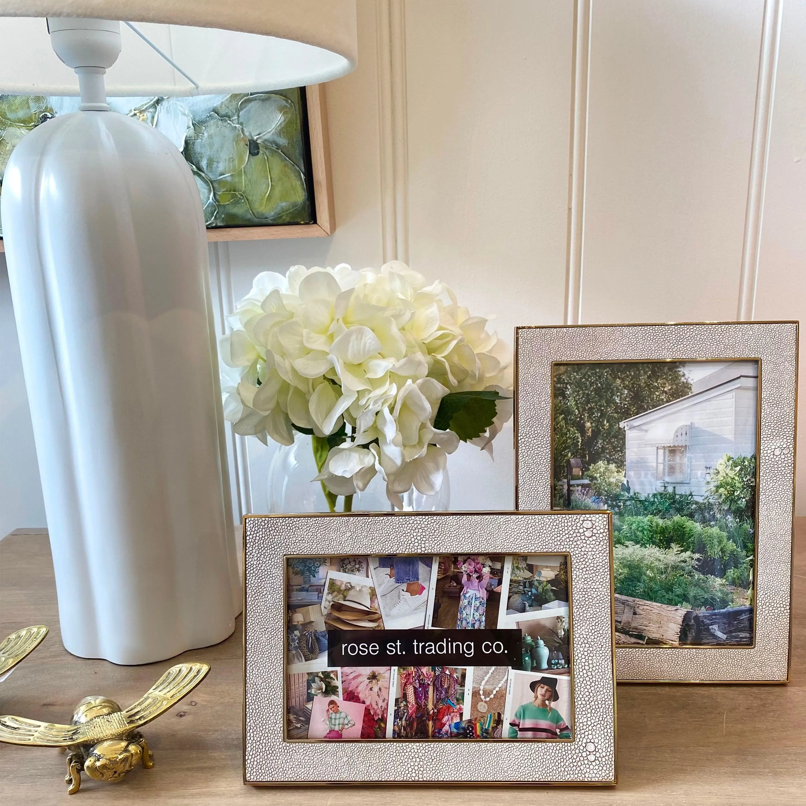White/Gold Shagreen Frame | 4 x 6"
